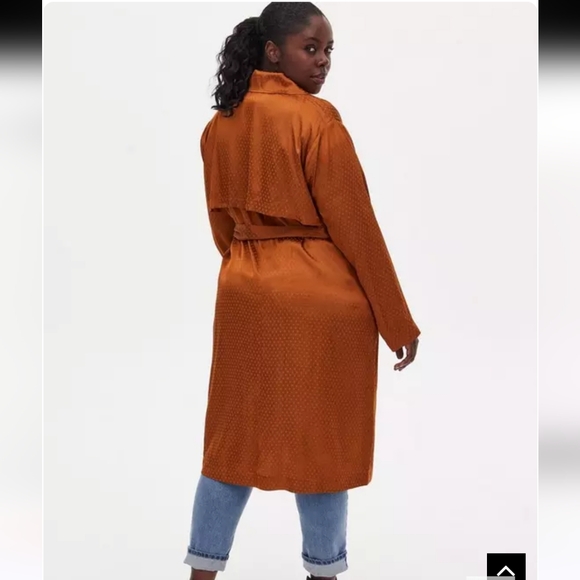 Torrid Women's Copper Dotted Jacquard Self Tie Trench Jacket Trench Coat 18-20 - Picture 3 of 12